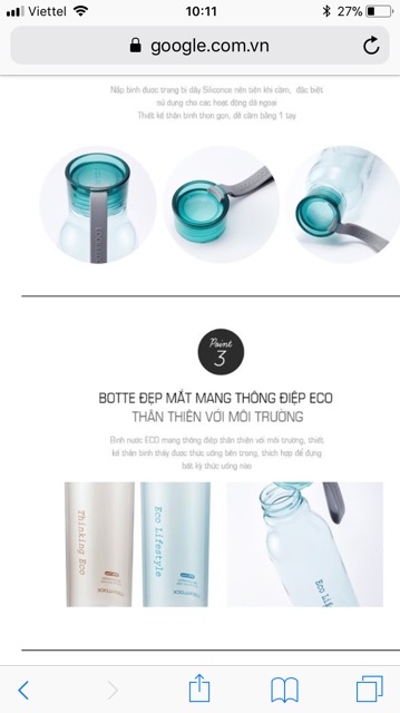 Bình nuoc tritan 550ml locknlock