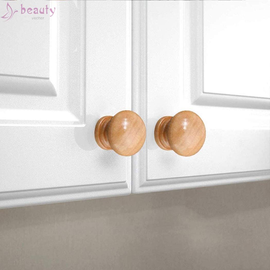 Knobs 10pcs Cabinet Decor Door Pull Handle Round With Screw Wooden