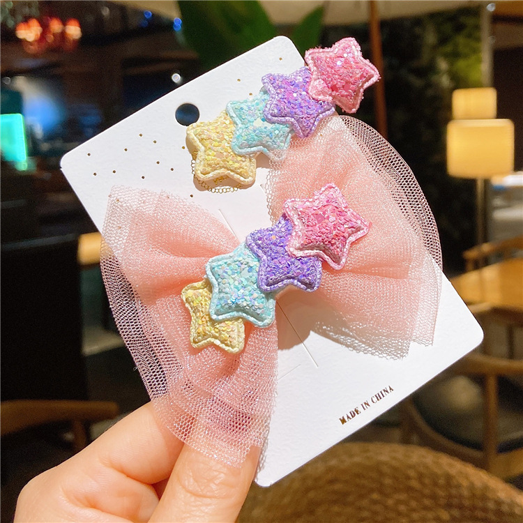 [HCM] Set 2/4 kẹp tóc nơ ngôi sao kim tuyến cực xinh phong cách Hàn Quốc - Selenshop