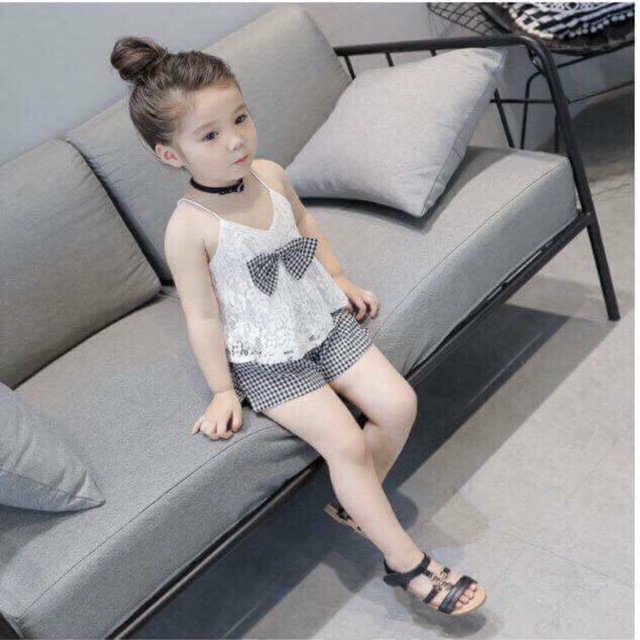 Set áo 2 dây quần short caro