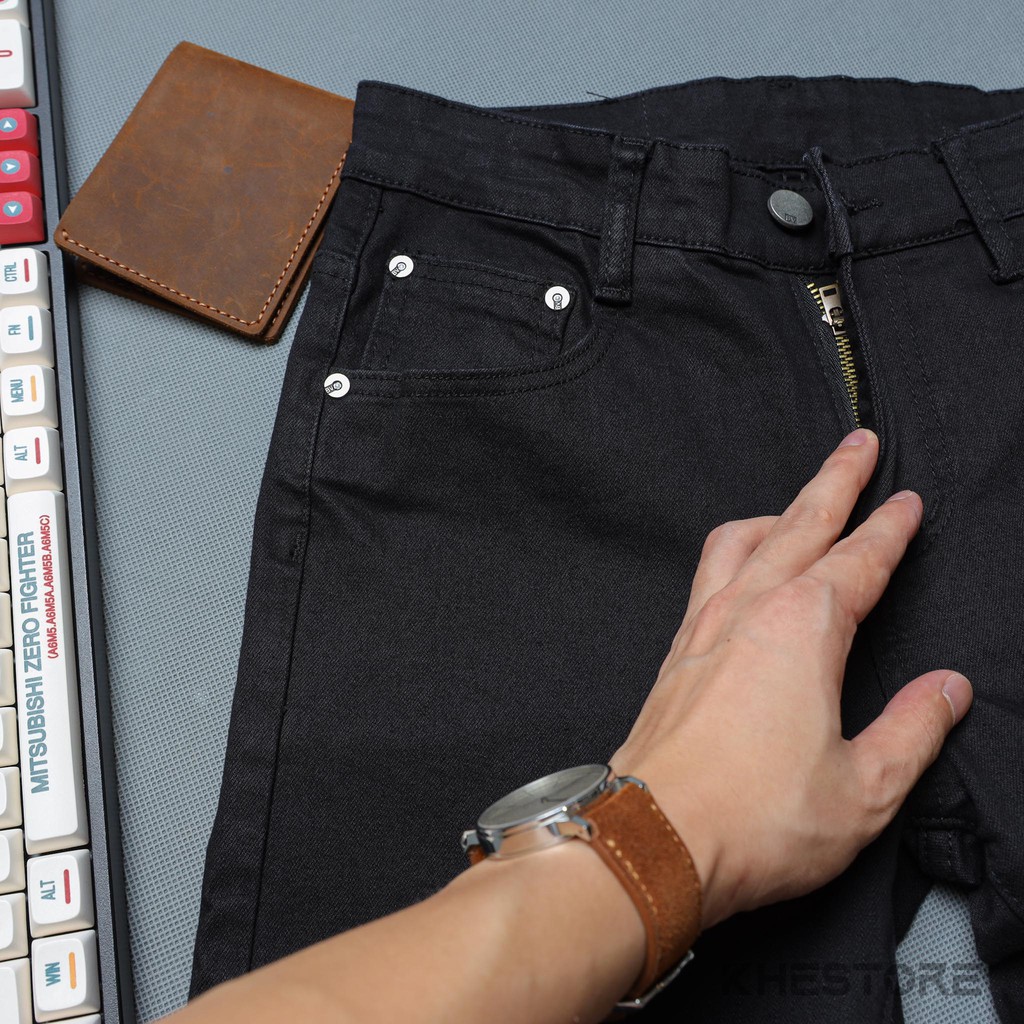 Quần Jeans Nam Khestore 8929 , Jeans Trơn Đen Phong Cách Hàn Quốc | BigBuy360 - bigbuy360.vn