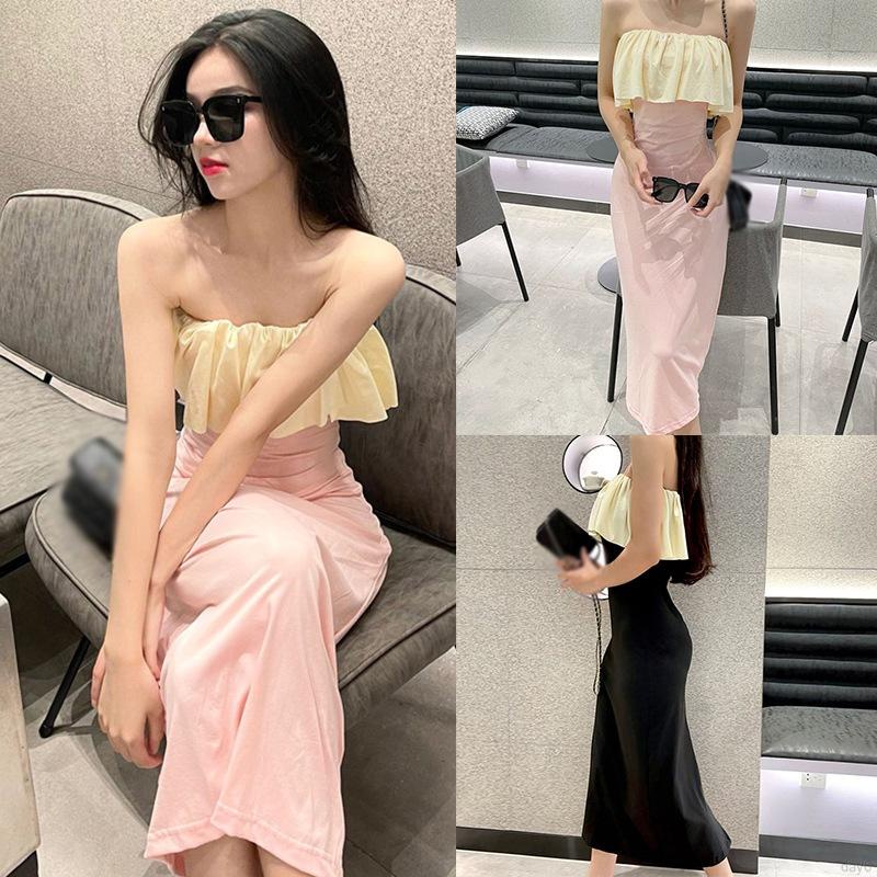 Đầm dài xẻ tả thời trang Hàn Quốc xinh xắn cho nữ