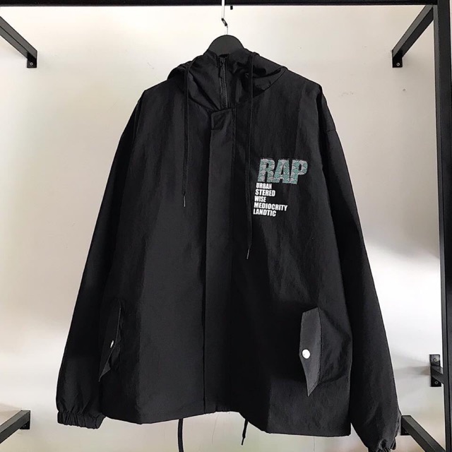Áo khoát dù RAP / đi nắng/mưa cản gió ( ảnh thật 2 màu đen - vàng )