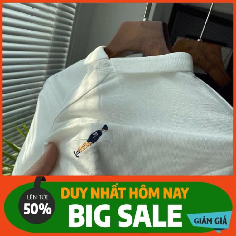 HÀNG HOT HOT QUẢNG CHÂU ODER Áo thun polo tay ngắn nam + thêu hình người dễ thương hoạ tiết quảng châu BAO RẺ