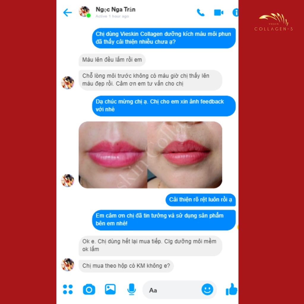 Tinh chất Collagen tươi Vieskin Luxury làm dẹp da và chăm sóc môi/mày sau phun xăm