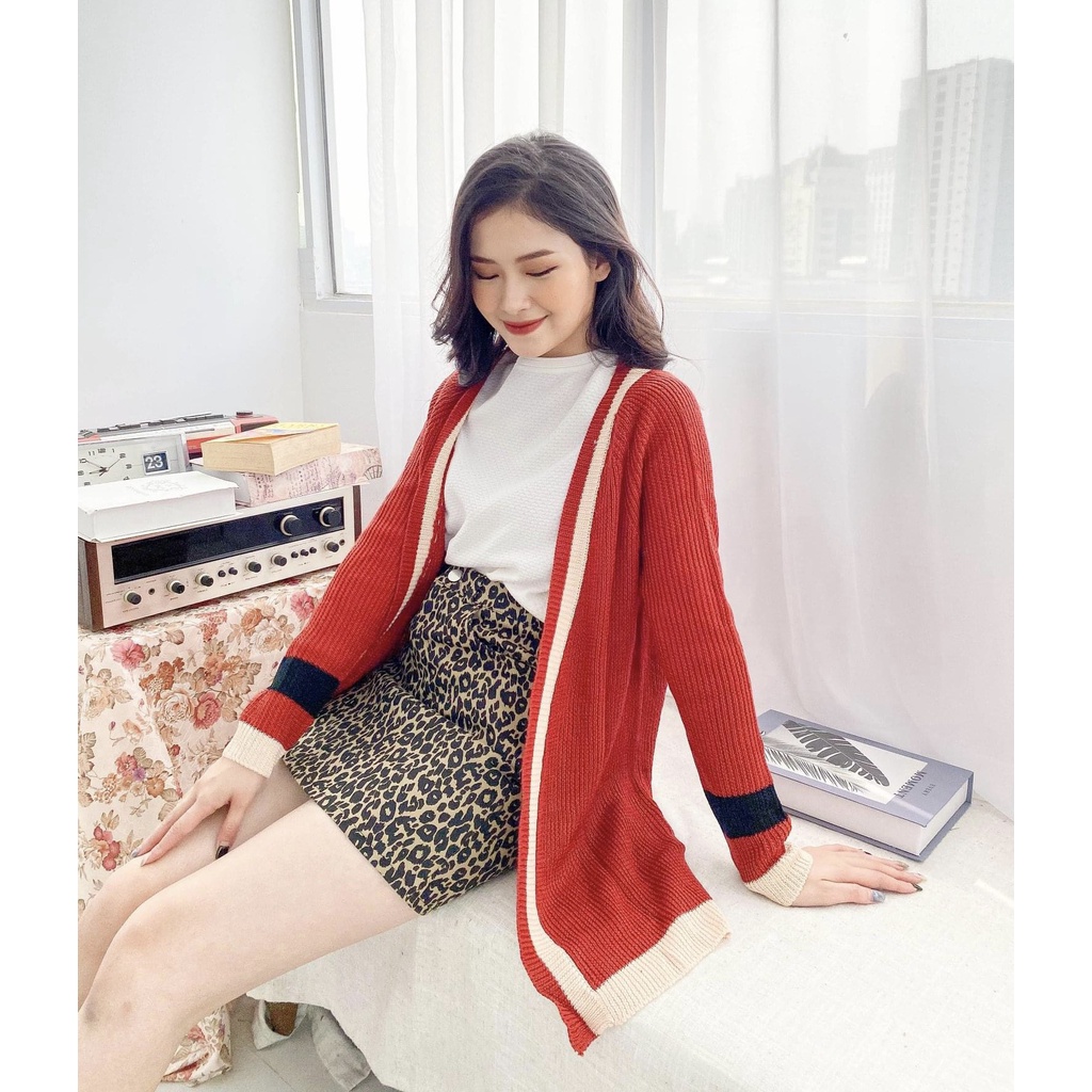 Áo khoác len Cardigan hoạt tiết Houndstooth cao cấp FIANCA NERA [ Made in Viet Nam]