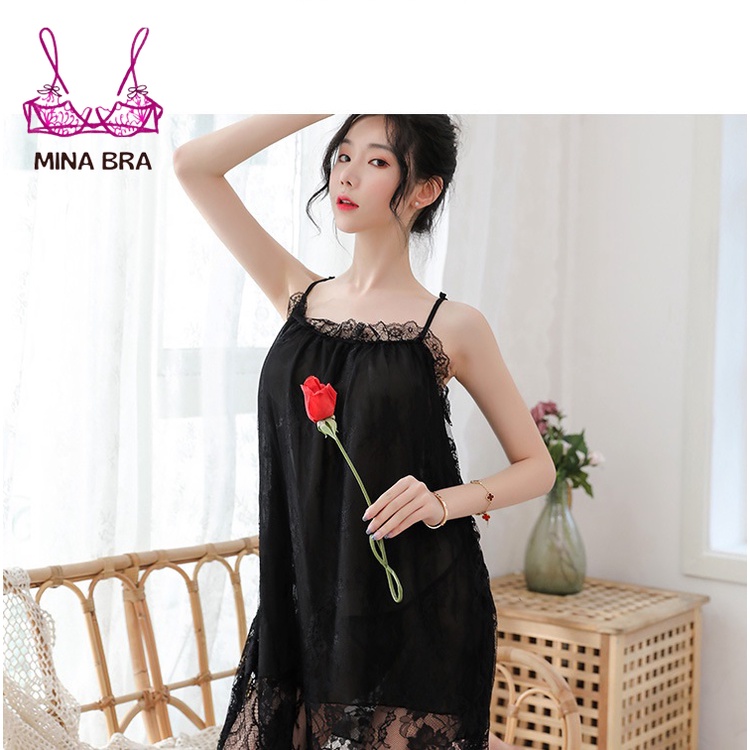 Váy Ngủ Mặc Nhà Thời Trang MINABRA Đầm Ngủ Công Chúa Phối Ren Mềm Mại, Thoải Mái KL02 | BigBuy360 - bigbuy360.vn