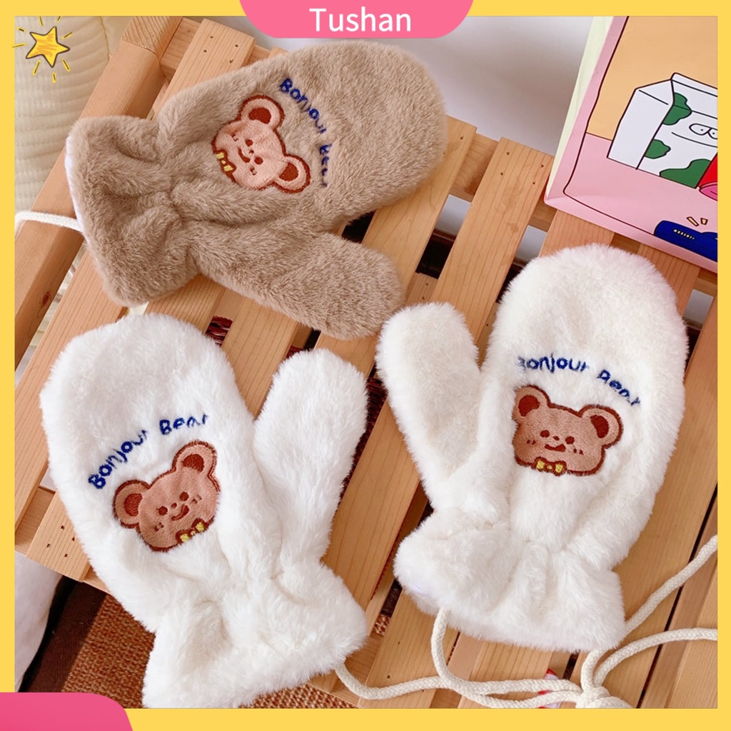 Găng tay mùa đông bằng vải bông chống lạnh có thể giặt dành cho nữ