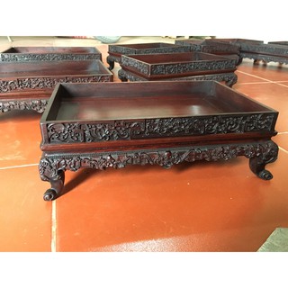 [Hàng đẹp] Khay trà triện dắt gỗ gụ