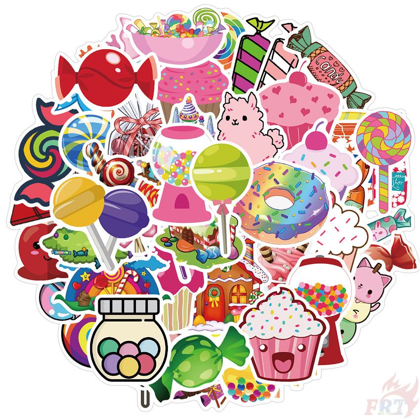 ❉ Rainbow Candy Lollipop Cupcake Dessert Series 01 Stickers ❉ 50Pcs/Set Waterproof DIY Decals Doodle Stickers