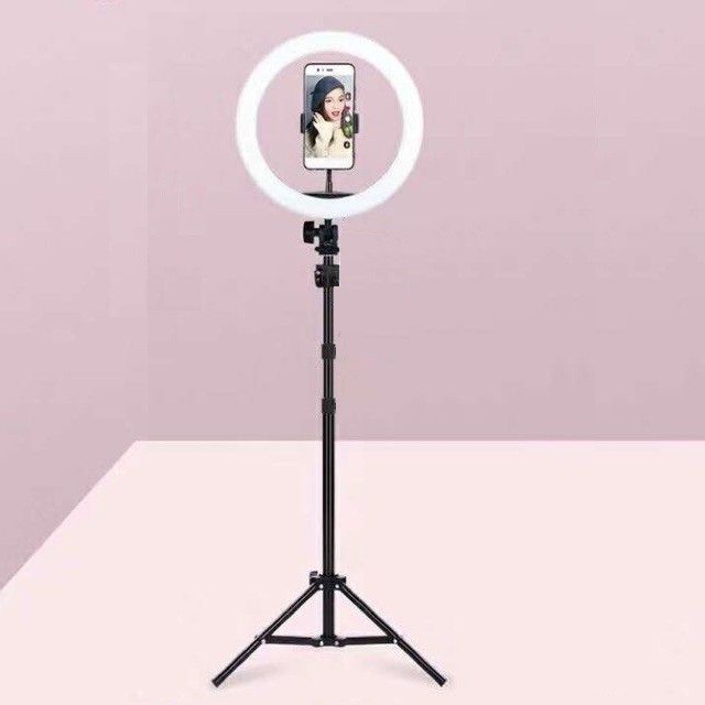 Bộ Đèn Led Livestream 32cm Kèm Chân Đỡ 2m1 Kẹp Điện Thoại - Cây Đèn Livestream Make Up Chụp Ảnh