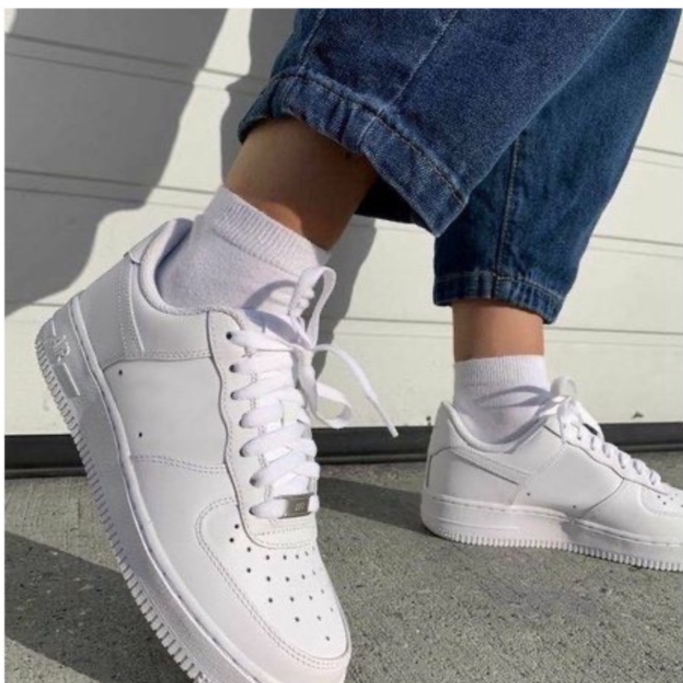 Giày Thể Thao Nam Nữ, Giày Sneaker  AF1 Màu Trắng , Đế Độn Đế Bánh Mì Tăng Chiều Cao Phong Cách Hàn Quốc  -