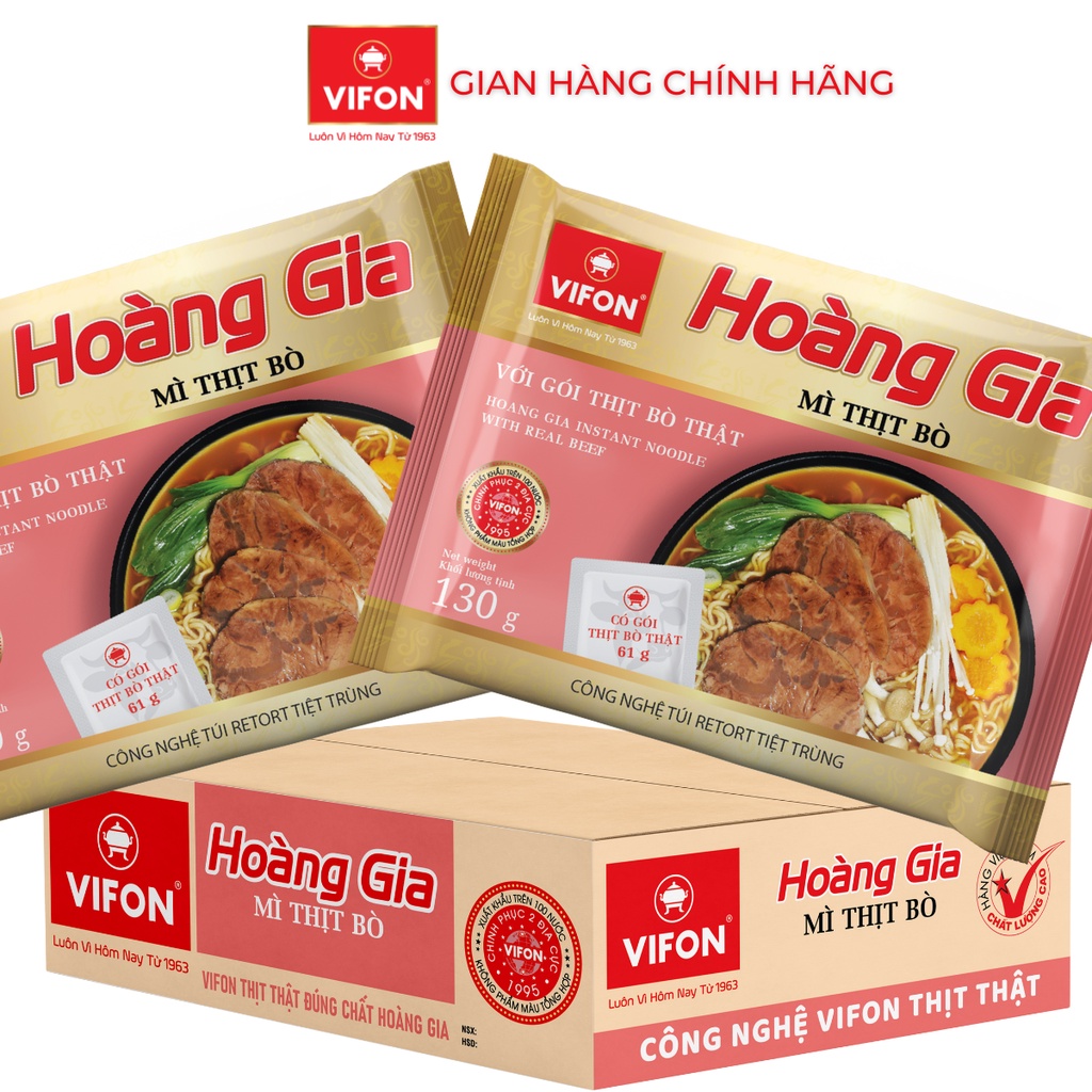 Thùng 18 Mì Thịt Bò HOÀNG GIA VIFON (130gr / Gói)