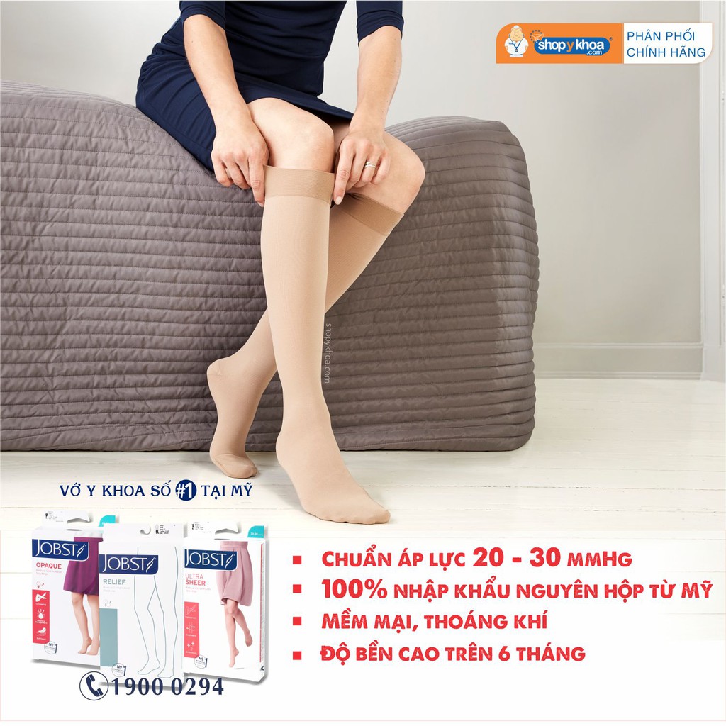 Vớ Y Khoa JOBST Relief - Màu Da, Hở Ngón, Suy Giãn Tĩnh Mạch, Áp Lực 20-30mmHg