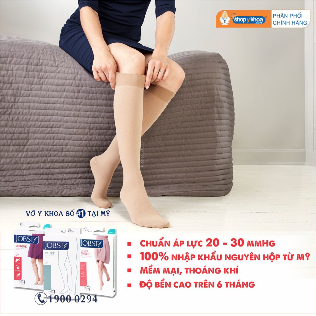 Vớ Y Khoa JOBST UltraSheer, Màu Da, Kín Ngón, Suy Giãn Tĩnh Mạch, Áp Lực 20-30mmHg (Tất Y Khoa)