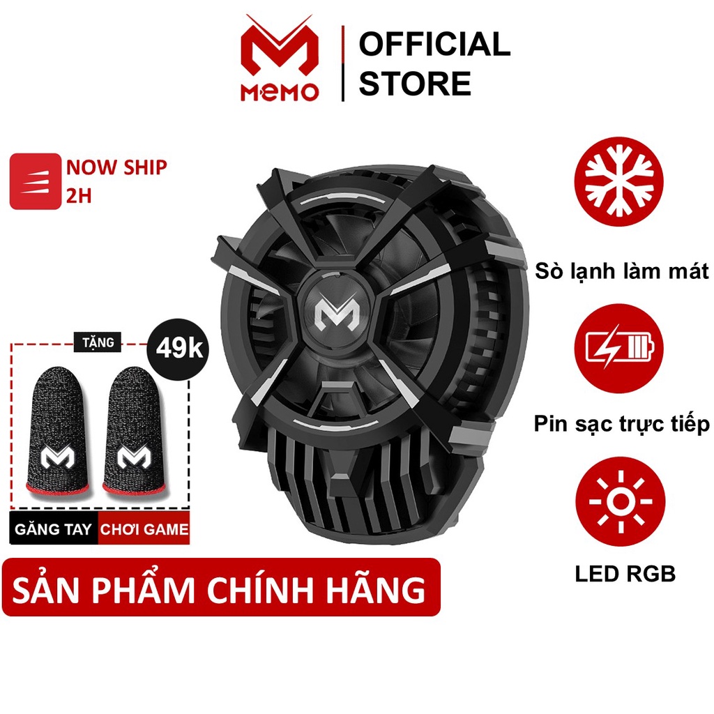 Quạt tản nhiệt điên thoại MEMO DL07 Sò lạnh led rgb đổi màu gaming quạt chống ồn chơi game pubg ff liên quân mobile