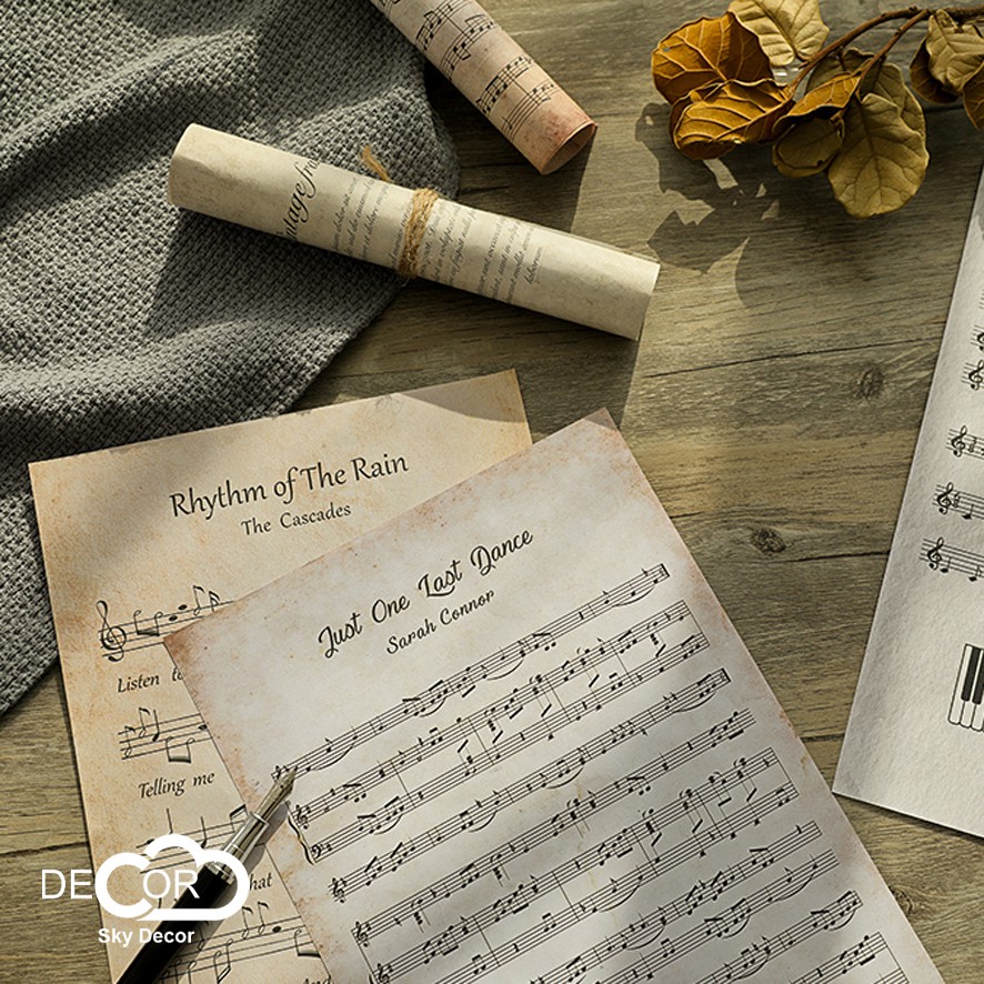 Set sheet, bản nhạc vintage trang trí chụp ảnh, decor nhà cửa, cửa hàng - Sky Decor