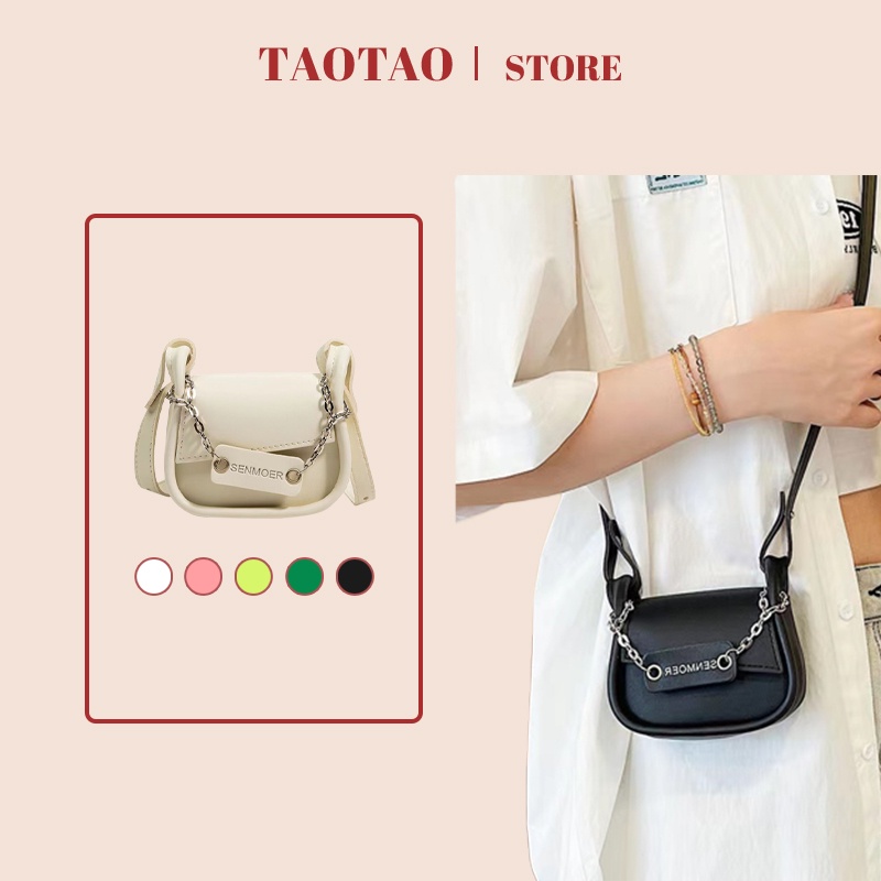 Túi đeo chéo mini màu sắc thời trang túi yên ngựa cao cấp túi hộp vuông