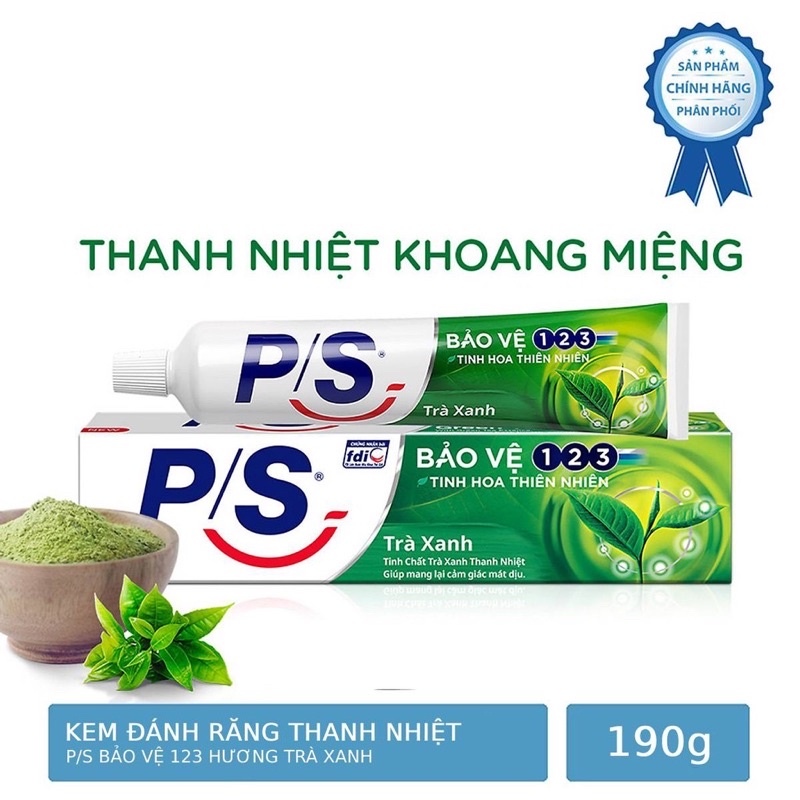 Kem Đánh Răng P/S Bảo Vệ 123 Thanh Nhiệt Thơm Mát - Trà Xanh 180g
