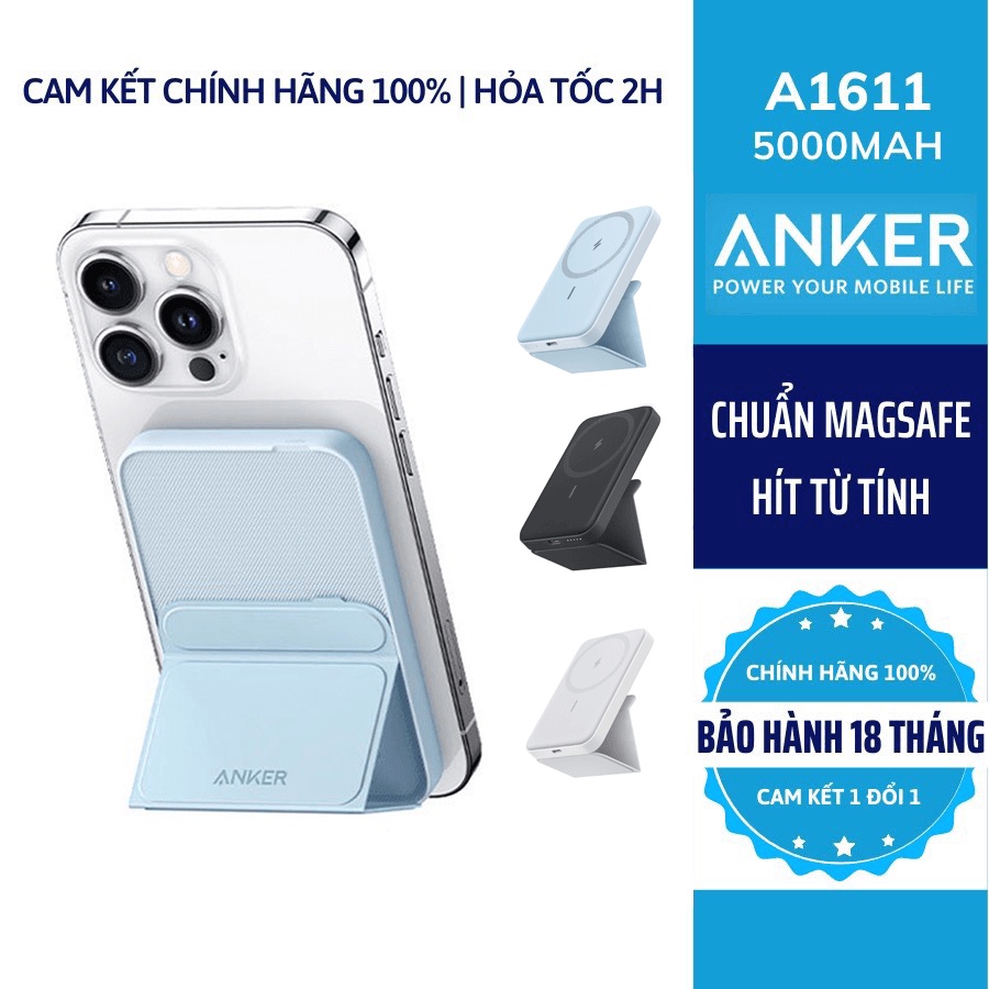 Sạc dự phòng Anker Magnetic 5000mAh MagGo 622 - A1611 Từ tính không dây cho IP 12 13 14 PRM Tím