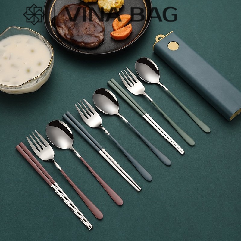 Bộ đũa, thìa, dĩa HÀNG CAO CẤP làm bằng Inox 304 kháng khuẩn, chịu nhiệt