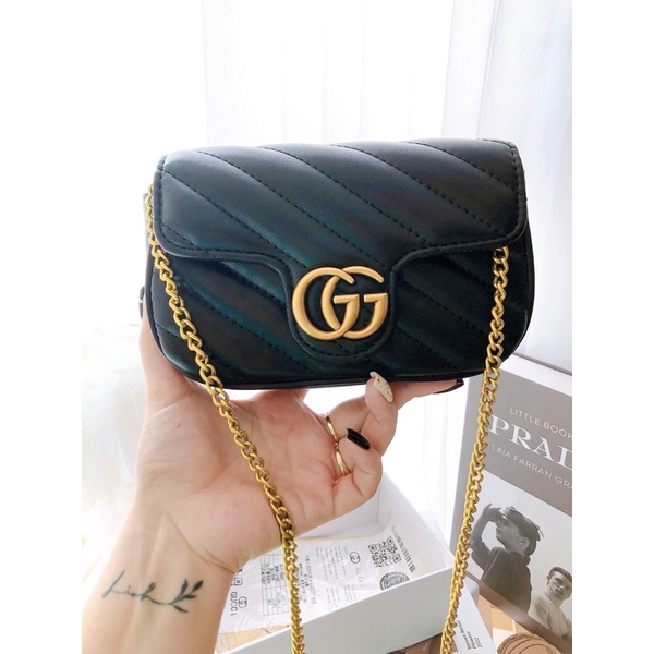 Túi chữ G nâu tây sang chảnh size 18fullbox