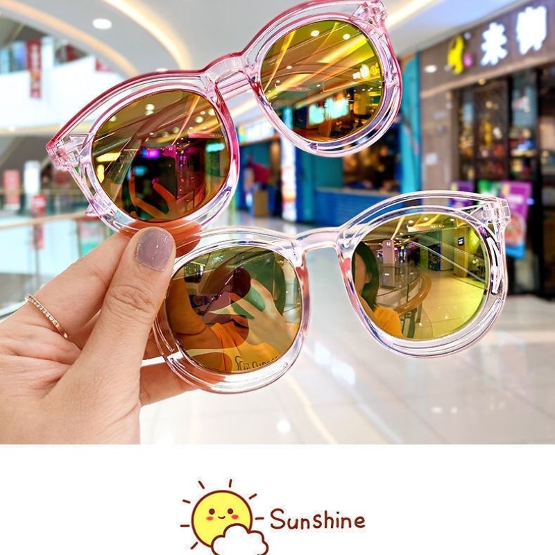 Kính mắt hình tròn tráng gương gọng nhựa chống tia uv cho bé JIMADO