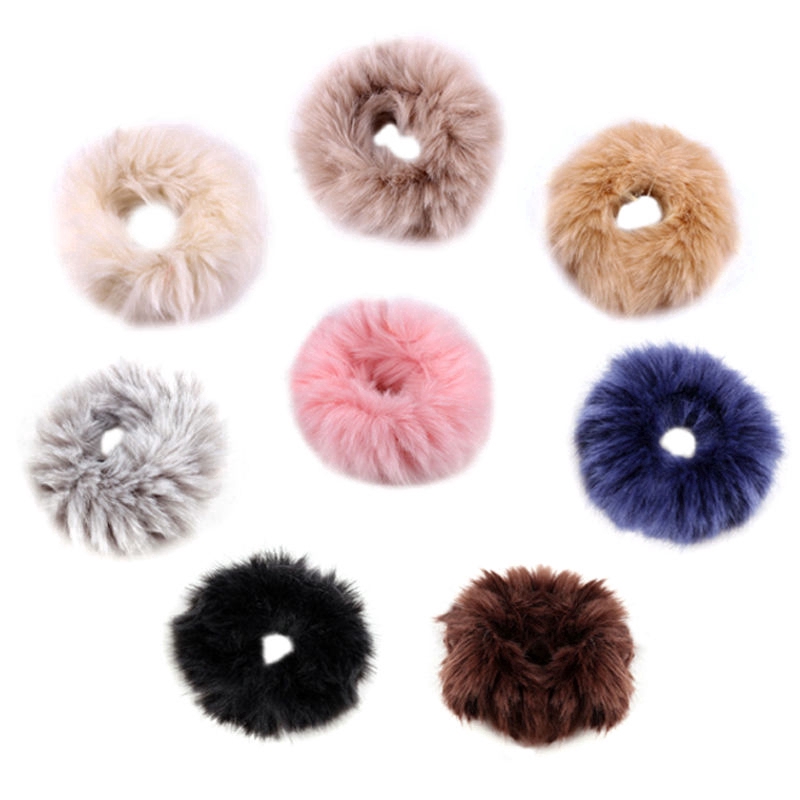 Dây cột tóc phối lông nhân tạo co giãn thời trang cho nữ