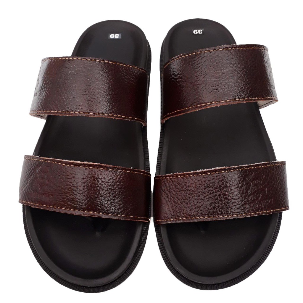 Dép Nam 2 Quai Ngang 💖𝐅𝐑𝐄𝐄𝐒𝐇𝐈𝐏💖 Dép Da Nam Da Bò Thật Cao Cấp HKT Shop
