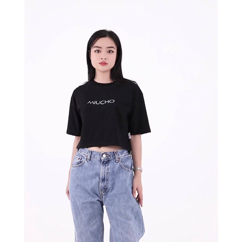 Áo croptop nữ tay ngắn cổ tròn vải thun cotton kiểu hàn quốc CR012 Miucho in hình hoạ tiết | BigBuy360 - bigbuy360.vn