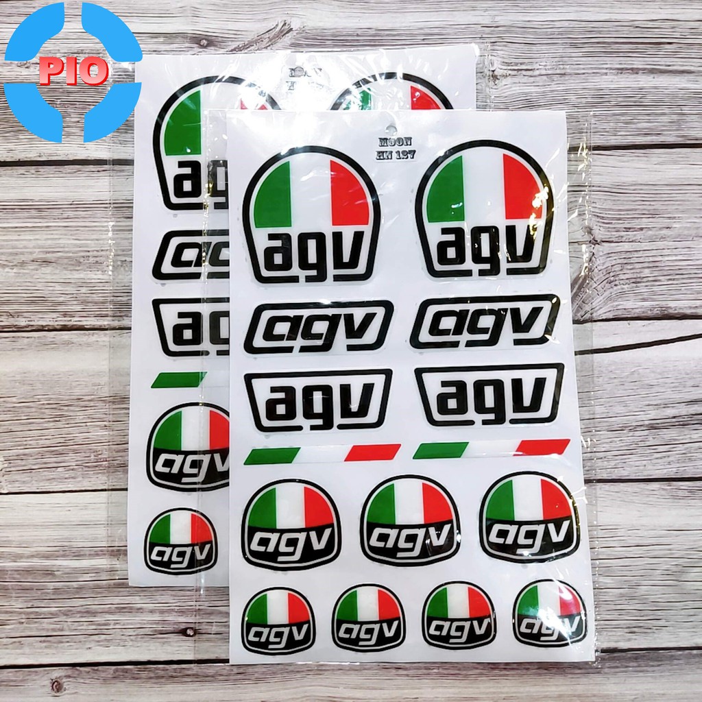 [Decal xe] Bộ Tem AGV Dập Nổi Cao Cấp Dán Xe Máy, Ô Tô, Mũ Bảo Hiểm, Chống Thấm Nước, Chống Bay Màu