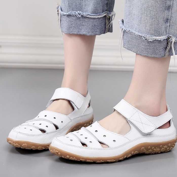 Dép Sandal Da Đục Lỗ Size Lớn 35-42 Thời Trang Cho Nữ