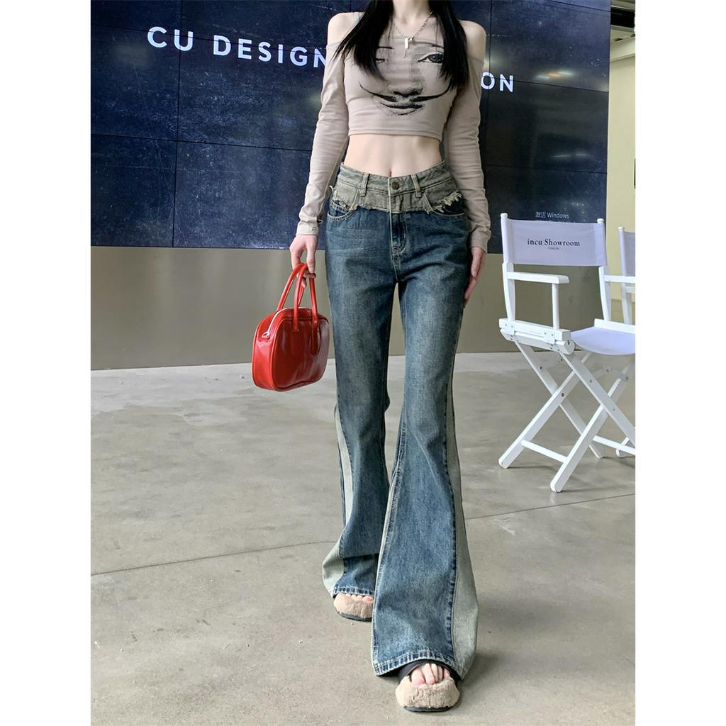 qkoole  Quần Jeans Lưng Cao Form Ôm Phong Cách Retro