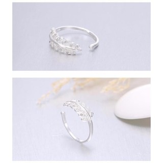 Nhẫn Bạc Ý hình chiếc lông vũ cực đẹp