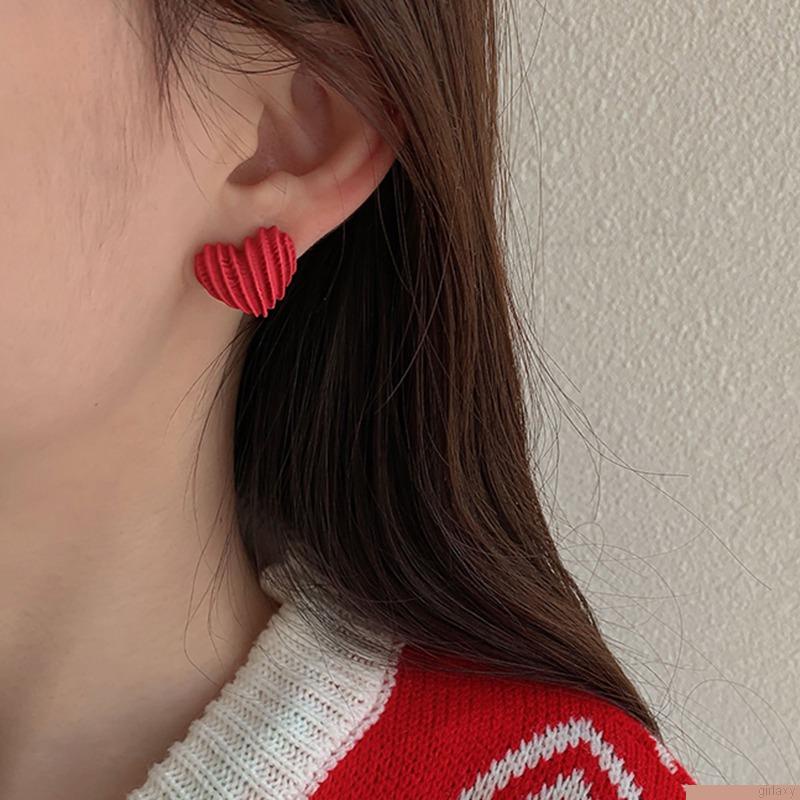 Bông tai hình trái tim màu trơn phong cách Hàn Quốc thời trang cho nữ