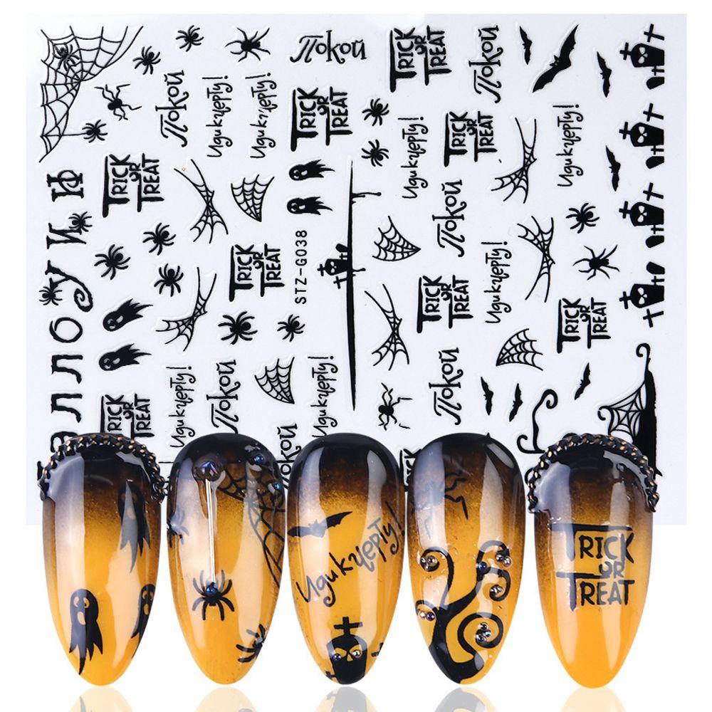 Hình Dán Móng Tay DYRUIDOJ Halloween|Đề Can Dán Móng Tay 3D Hình Nhện Đầu Lâu