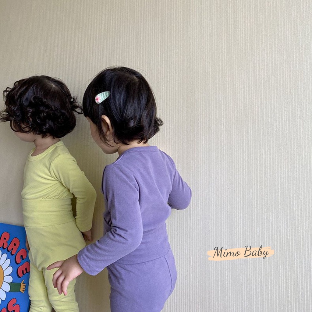 Bộ cotton nỉ giữ nhiệt cạp cao màu trơn basic cho bé Mimo Baby QA14