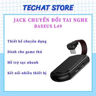 [SALE GIÁ SỐC] Jack chuyển đổi tai nghe Type c 3in1 vừa nghe vừa sạc chính hãng Baseus L49 - TeChat