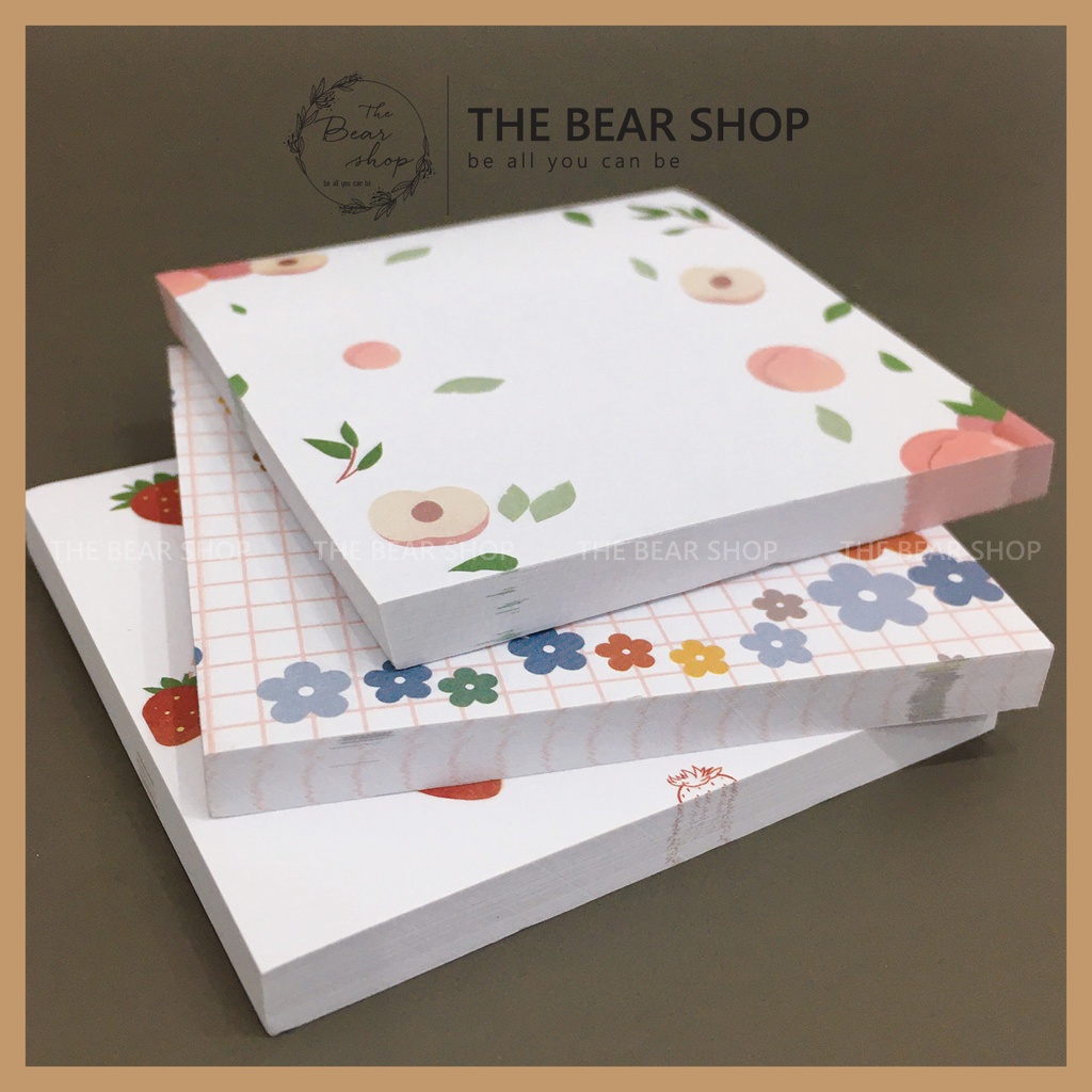 Giấy ghi chú - Giấy note vuông - 80 tờ họa tiết dễ thương quà 8 tháng 3 - The Bear Shop