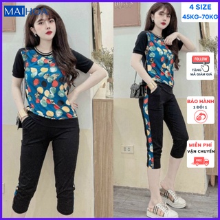 Set Đồ Nữ Quần Lửng Bigsize MAIHOA Bộ Quần Áo Nữ Mùa Hè Ngố Ngắn Tay Cổ Tròn Thun Cotton Mặc Nhà Đi Chơi Đẹp M09