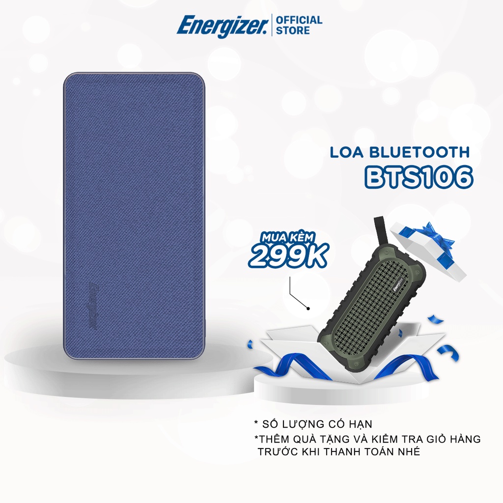 Sạc dự phòng Energizer 15000mAh UE15043 - thiết kế bọc Fabric độc đáo, tích hợp 2 cổng output tiện lợi - Hàng chính hãng