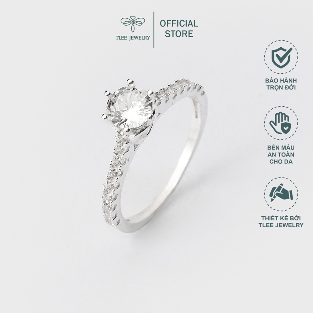 Nhẫn bạc nữ TLEE mẫu viên đá cao đế trái tim sang trọng TleeJewelry A0190