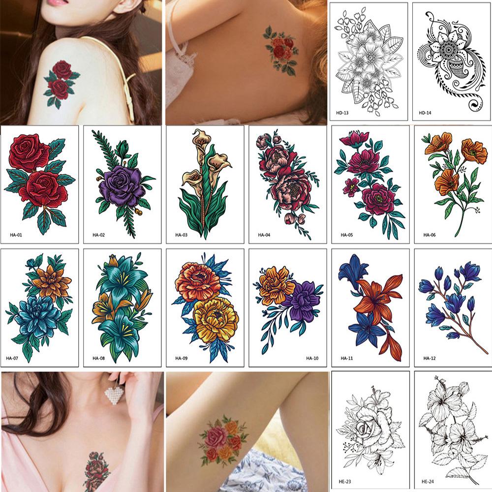 (Hàng Mới Về) Set 12 Miếng Dán Hình Xăm Tạm Thời Chống Nước Nhiều Màu Đẹp Mắt