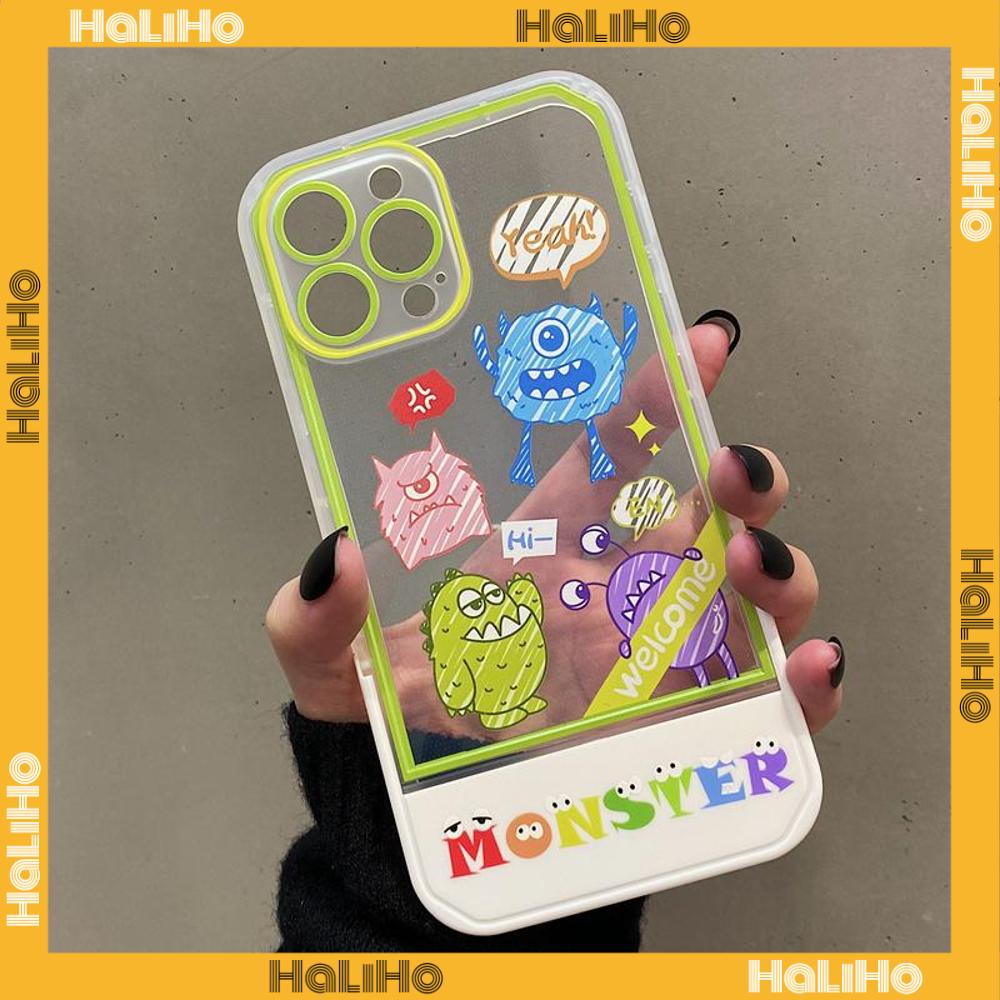 iPhone Case Silicone Soft Case Clear Case Folding Stand Airbag Shockproof Protection Camera Cartoon Cute Monster Zoo Compatible For iPhone 11 13 Pro Max 12 Pro Max 7Plus xr