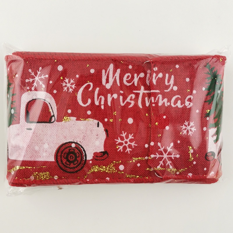 Ruy băng vải lanh Giáng sinh rộng 65mm dài 3m trang trí đa dụng chất lượng cao