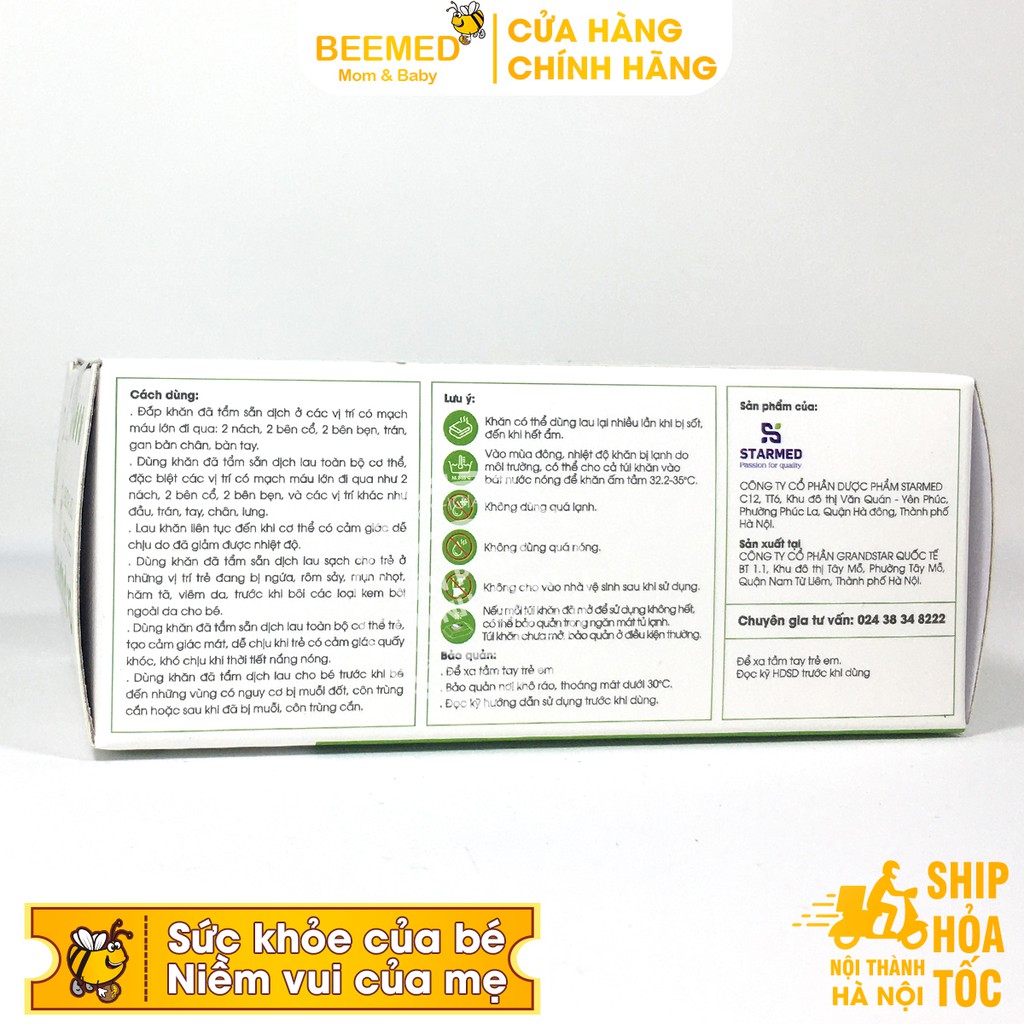 Khăn hạ sốt Dr Papie- lau giảm nhiệt, chườm hết ngứa, rôm sảy từ tía tô, bạc hà, lô hội cho trẻ sơ sinh