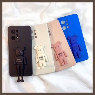 Ốp Điện Thoại TPU Dẻo Viền Vuông Họa Tiết Hoạt Hình Dễ Thương Kèm Giá Đỡ Cho OPPO Find X5 X3 FindX5 Pro