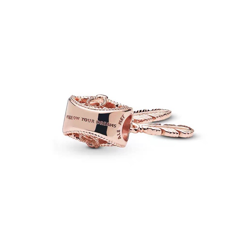 charm pan xỏ ngang 3 lá vàng hồng bạc s925