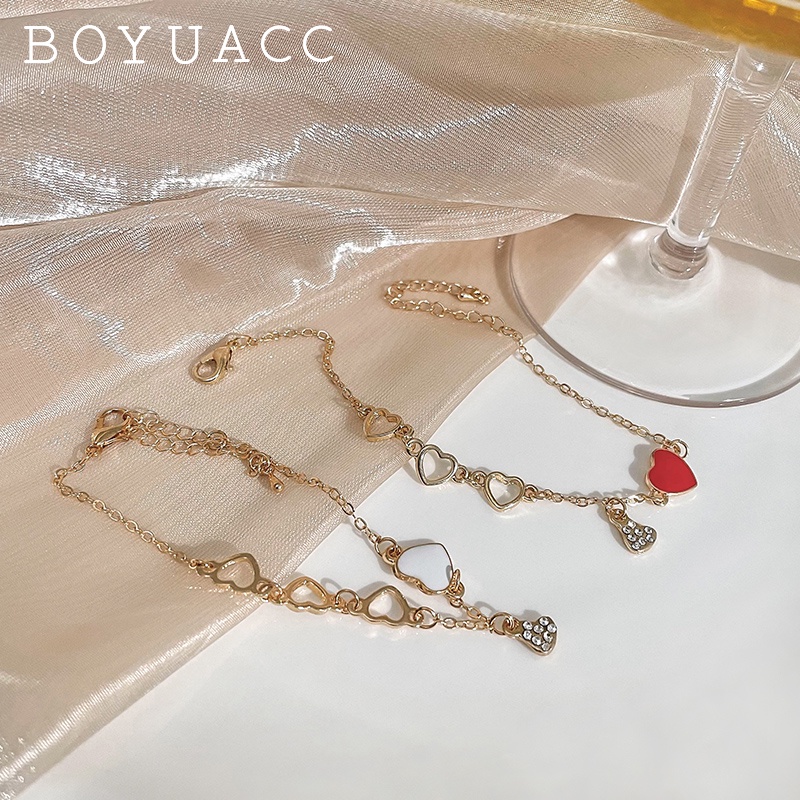 Vòng Đeo Tay Mặt Trái Tim Phong Cách Hàn Quốc Ngọt Ngào Cho Nữ