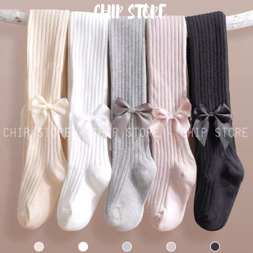 Quần tất liền bàn bé gái CHIP STORE Quần legging cho bé có nơ chất len gân dày dặn from đẹp Hàng QC loại1 có size 5-12kg